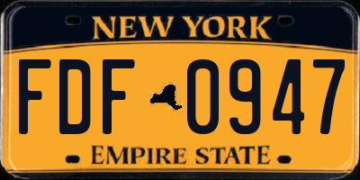 NY license plate FDF0947
