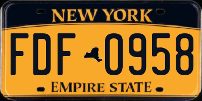 NY license plate FDF0958