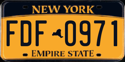 NY license plate FDF0971