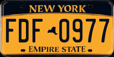 NY license plate FDF0977