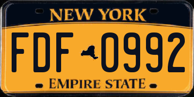 NY license plate FDF0992