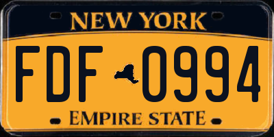 NY license plate FDF0994