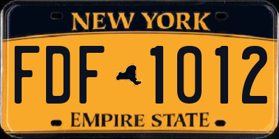 NY license plate FDF1012