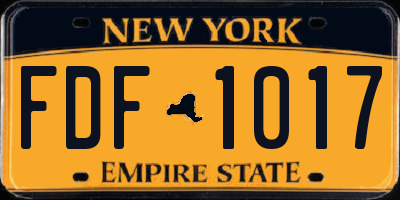 NY license plate FDF1017
