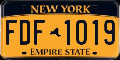 NY license plate FDF1019