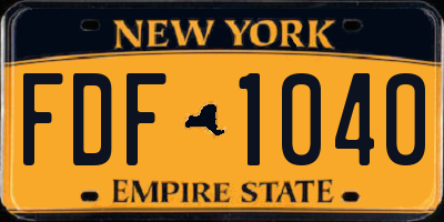 NY license plate FDF1040