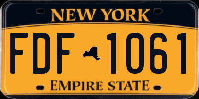 NY license plate FDF1061