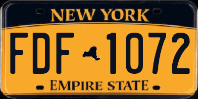 NY license plate FDF1072