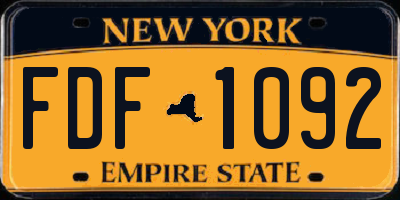 NY license plate FDF1092
