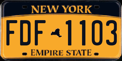 NY license plate FDF1103