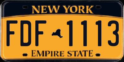 NY license plate FDF1113