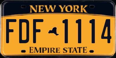 NY license plate FDF1114