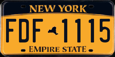 NY license plate FDF1115