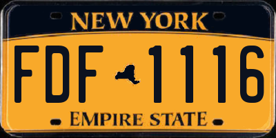 NY license plate FDF1116