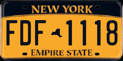 NY license plate FDF1118