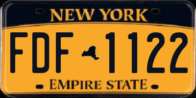 NY license plate FDF1122