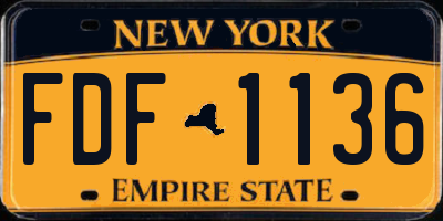 NY license plate FDF1136