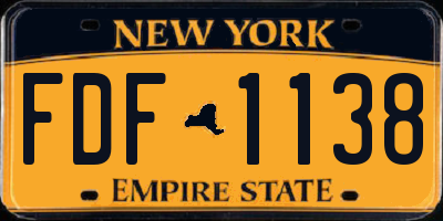 NY license plate FDF1138