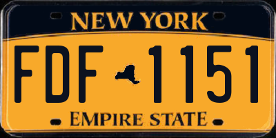 NY license plate FDF1151
