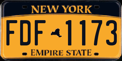 NY license plate FDF1173