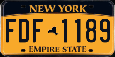 NY license plate FDF1189