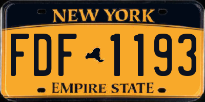 NY license plate FDF1193