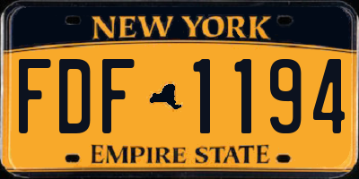 NY license plate FDF1194