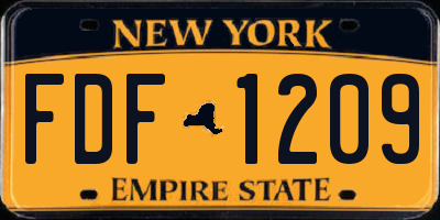 NY license plate FDF1209