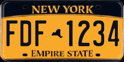 NY license plate FDF1234