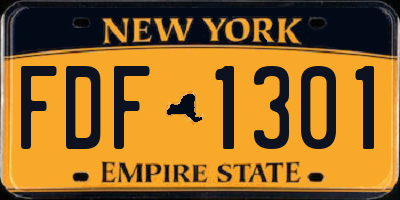 NY license plate FDF1301