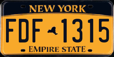 NY license plate FDF1315