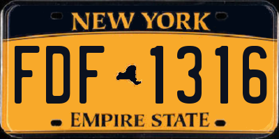 NY license plate FDF1316