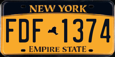 NY license plate FDF1374