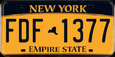 NY license plate FDF1377