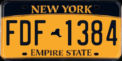 NY license plate FDF1384