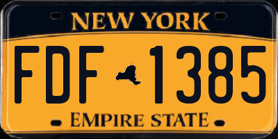 NY license plate FDF1385