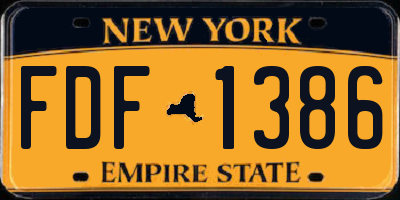 NY license plate FDF1386