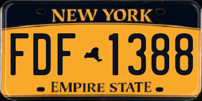 NY license plate FDF1388