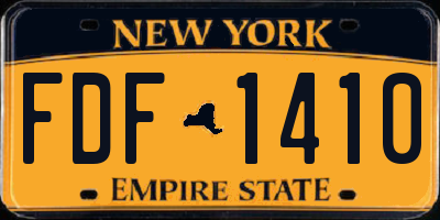 NY license plate FDF1410