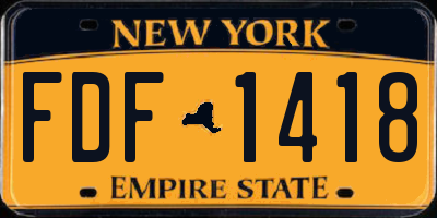 NY license plate FDF1418
