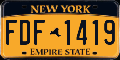 NY license plate FDF1419
