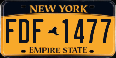 NY license plate FDF1477
