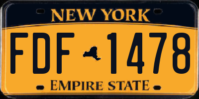 NY license plate FDF1478