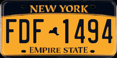 NY license plate FDF1494