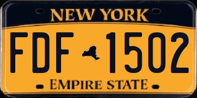 NY license plate FDF1502