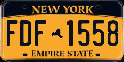 NY license plate FDF1558