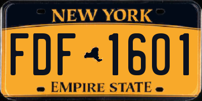 NY license plate FDF1601