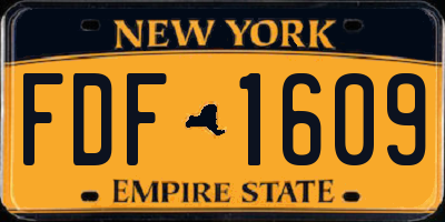 NY license plate FDF1609