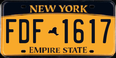 NY license plate FDF1617