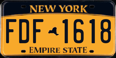 NY license plate FDF1618